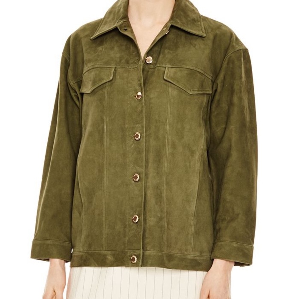Sandro “Thom” Olive Green Women's SUEDE LEATHER Jacket - Picture 5 of 9